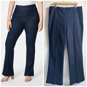 SPANX Zero Waistband Micro Flare Pull On Demi Boot Jeans Raw Indigo Wash Size 2X